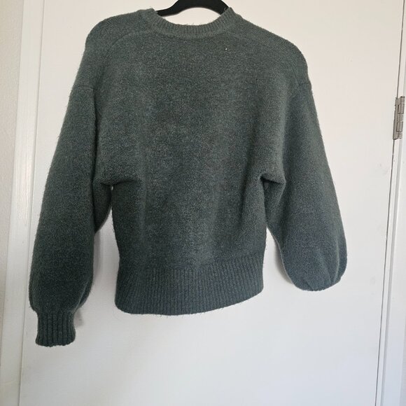 Zara green tie neck sweater large - Picture 6 of 8